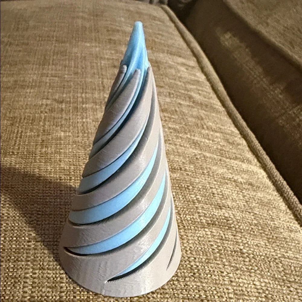 Grey and Light Blue Swirl Party Cone Hat - Unbranded fidget